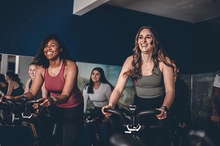 two women on cycle bikes