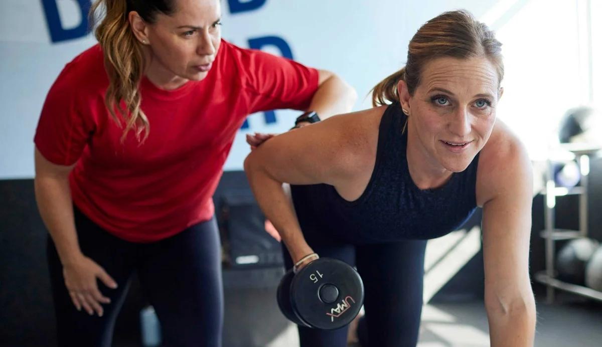 personal trainer and client