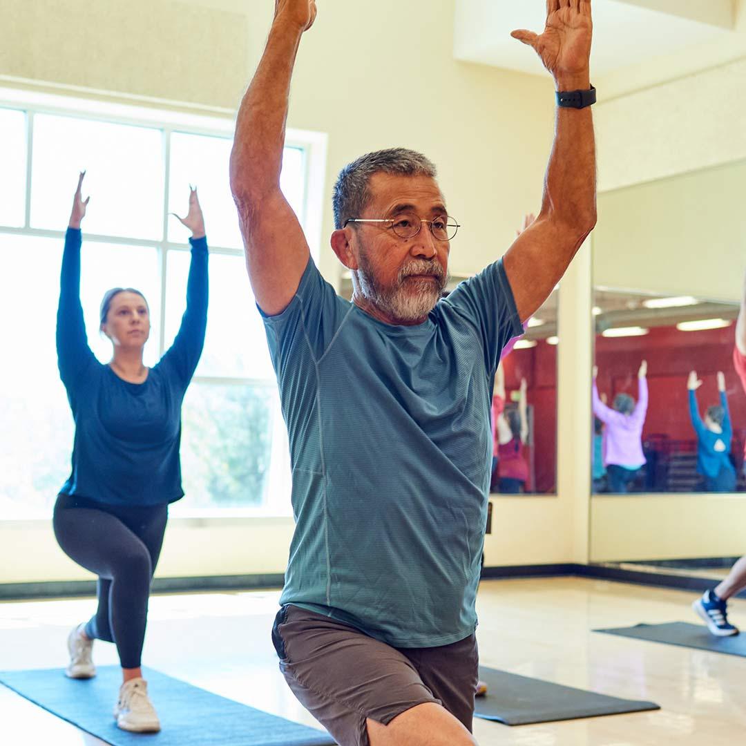 An outdoor aqua fitness class