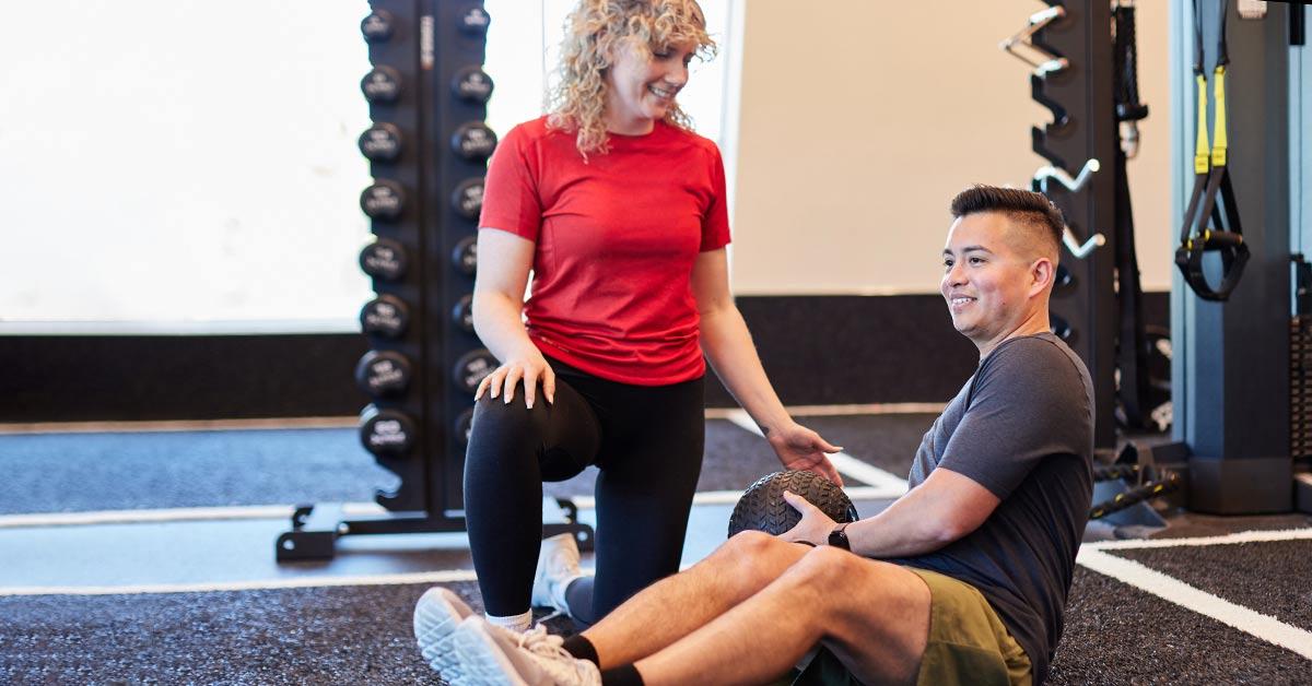 personal trainer and client